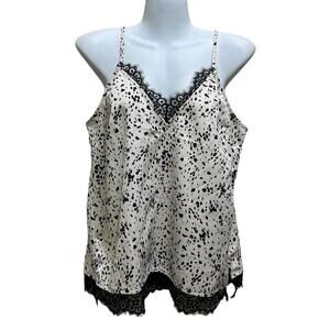 A New Day Lace Leopard Camisole Tank S Blk Cream Coquette Feminine Girly Fairy